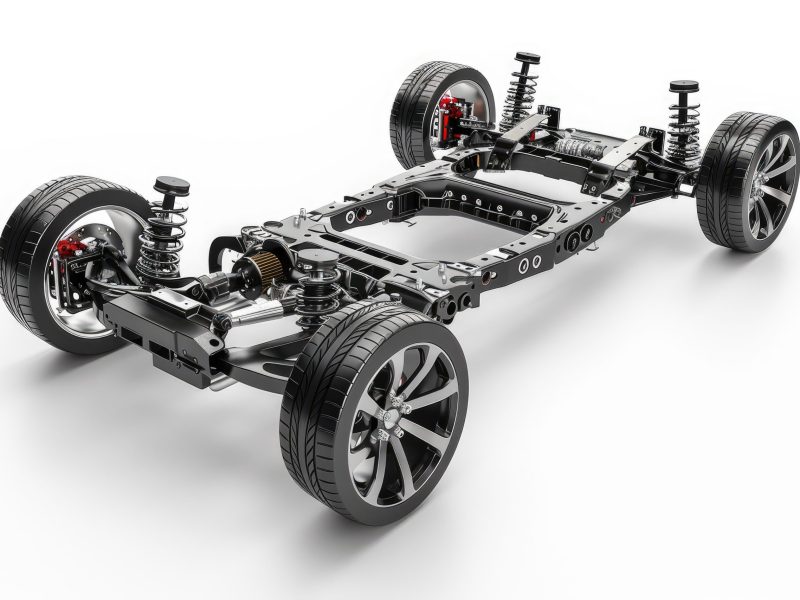 3d car chassis with motor wheels and suspension on white background, with empty blank space for text copy space or mockup design, high detail, 8k --ar 3:2 --v 6 Job ID: af8564f1-4a74-40a8-b07c-602ce7d54584